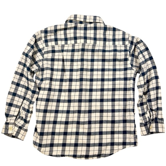 Zara Boys Navy and White Checkered Long Sleeve Flannel Shirt. - Picture 7 of 8